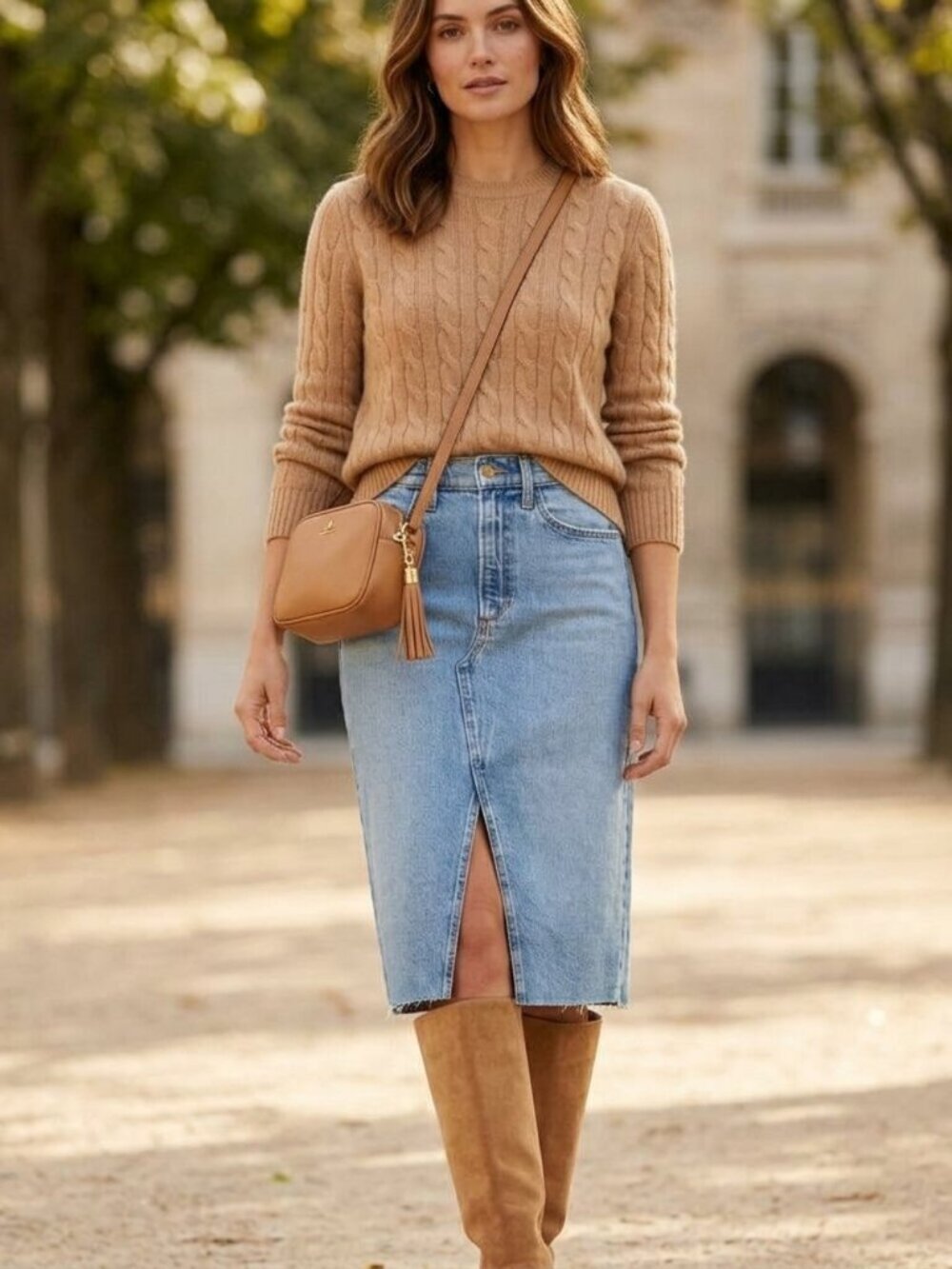 Joe’s jeans, Joplin, blue denim midi skirt raw ham front slit 25